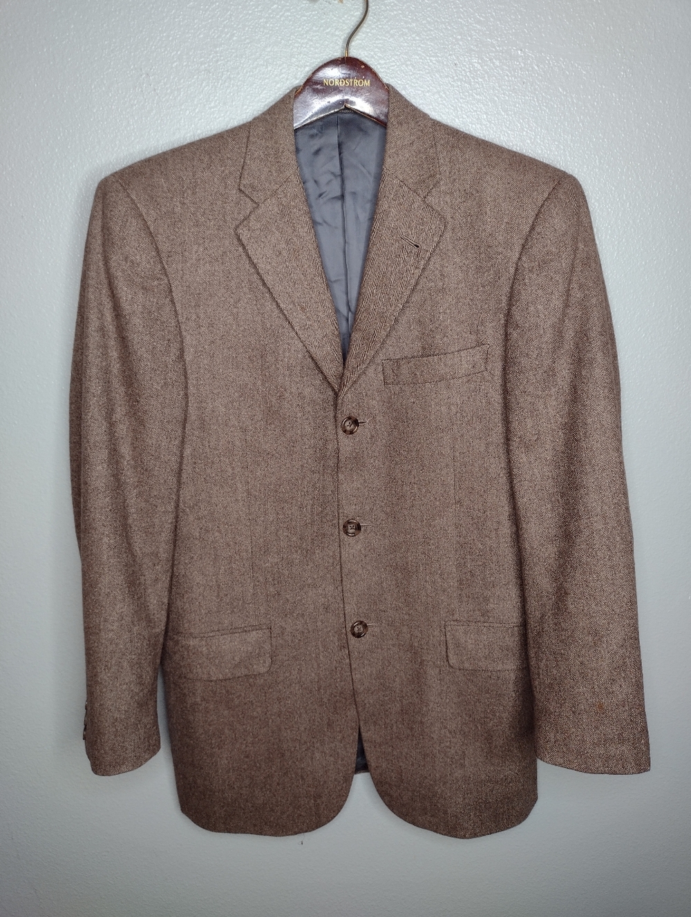 Burberry London Sport Coat Mens 37R Brown Houndstooth Wool Blazer Jacket B9